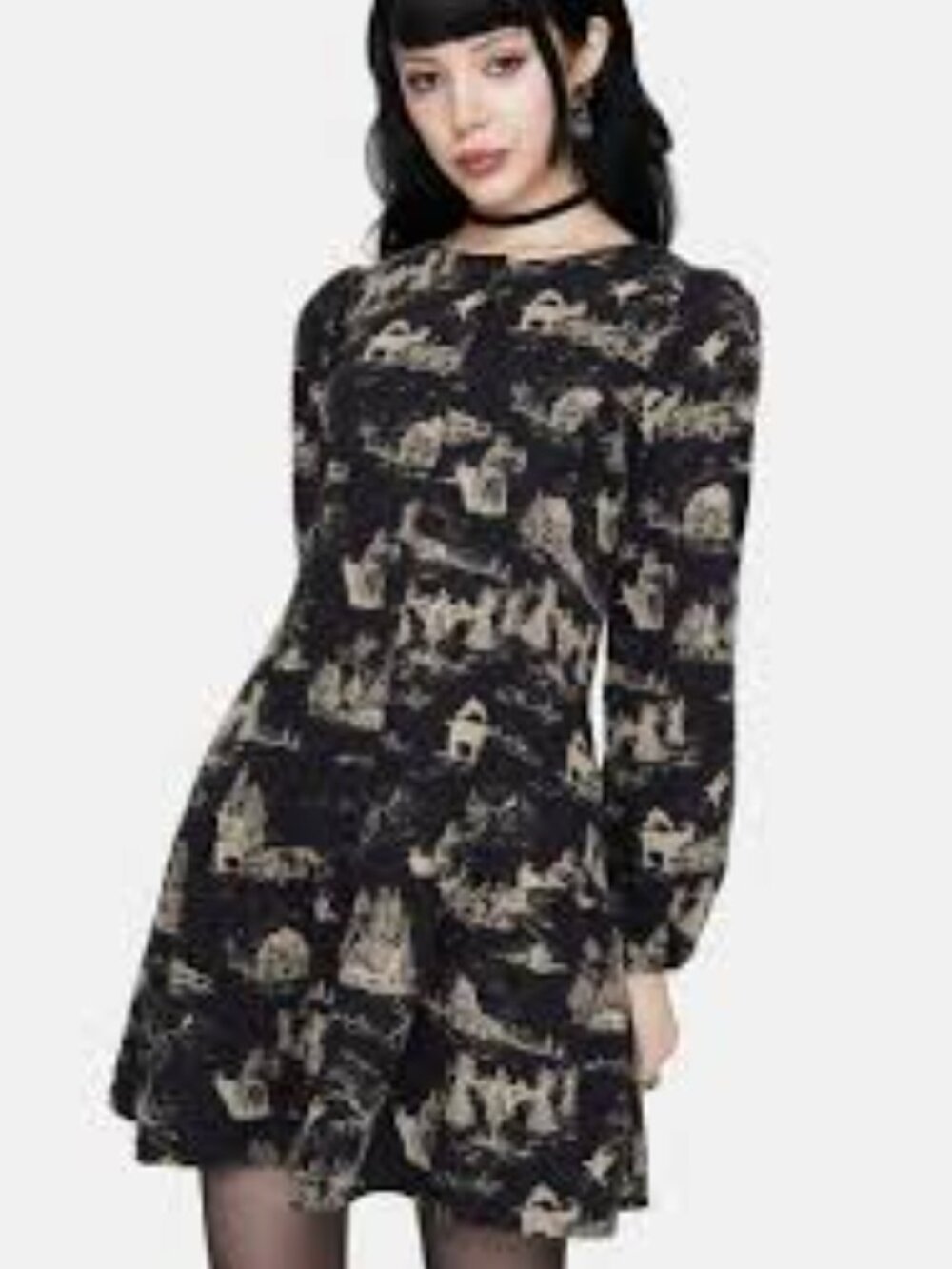 Disturbia Lacelle Gothic Toile Button Up Mini Dress US 10